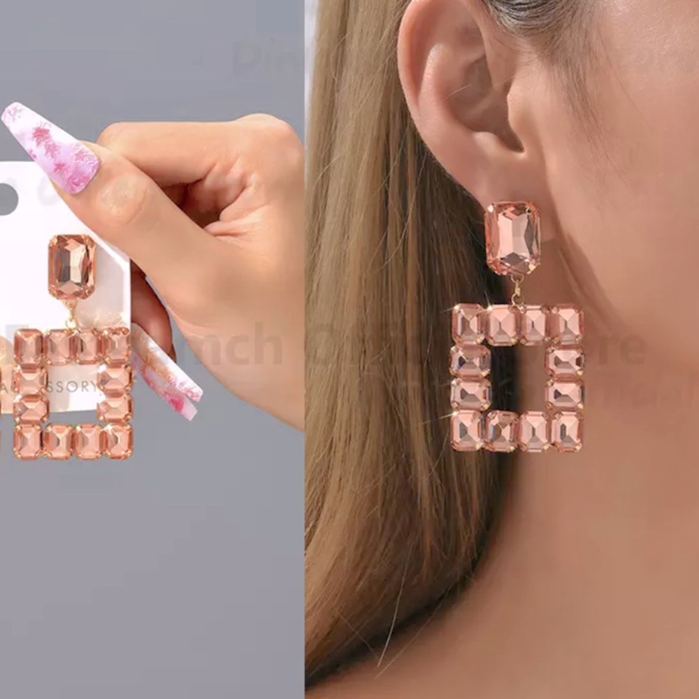 Light Pink Geometric Hoop Earrings
